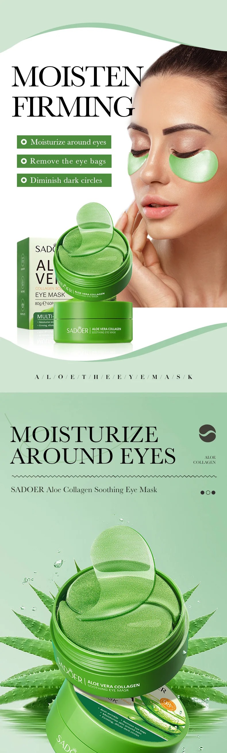 60pcs Aloe Vera Collagen Eye M - đánh giá và giá Sheet Mask Collagen