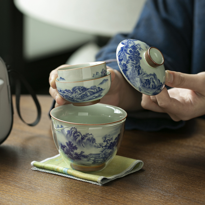 Chinese Retro Blue and White P - đánh giá và giá Korean Tea Set